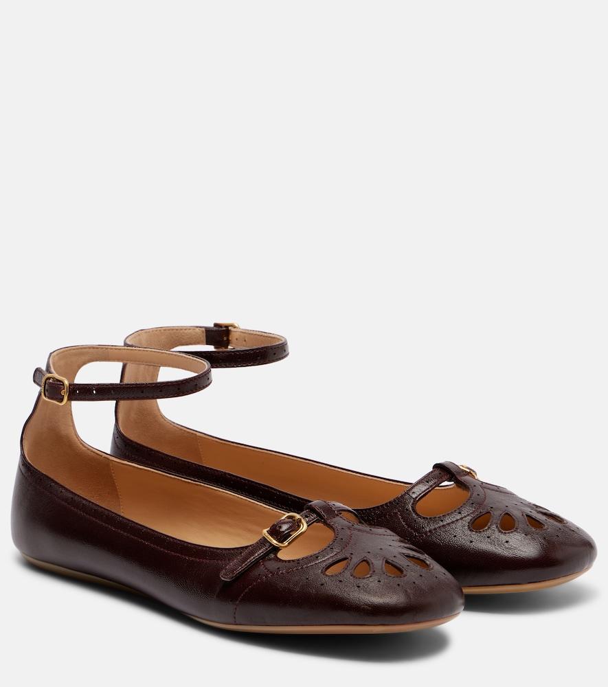 chloé misty cutout leather ballet flats