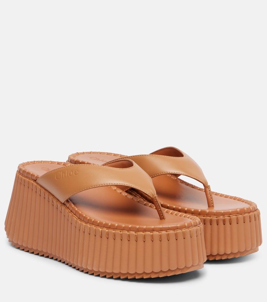 chloé nama 80 leather platform thong sandals