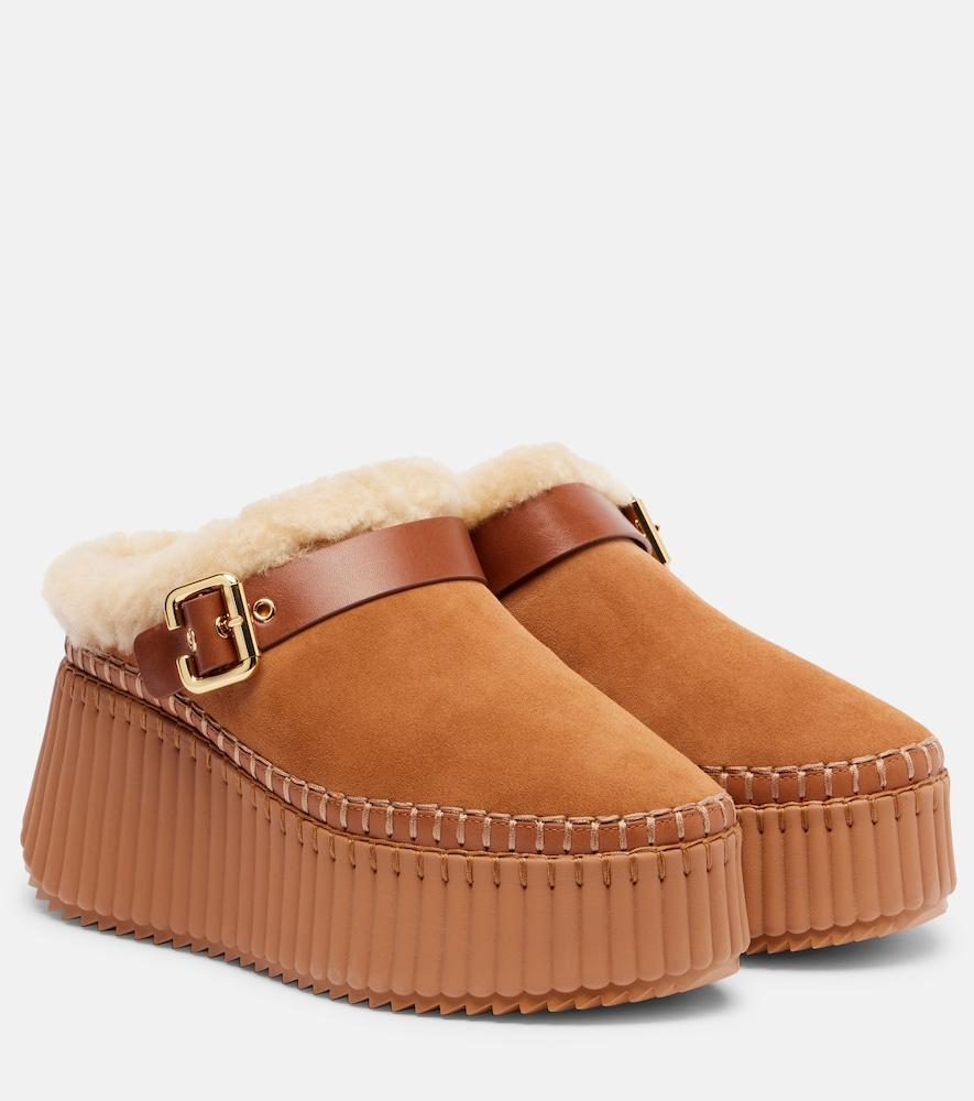 chloé nama 80 suede platform mules