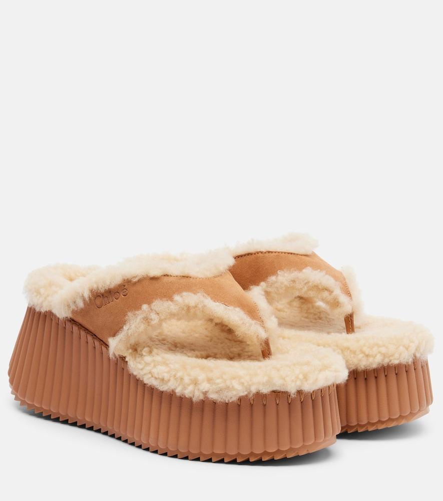 chloé nama 80 suede platform thong sandals