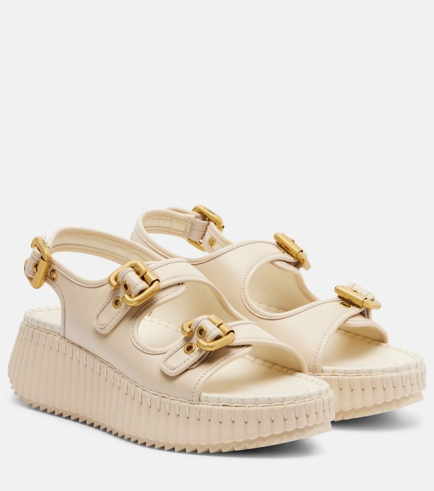 chloé nama leather platform sandals