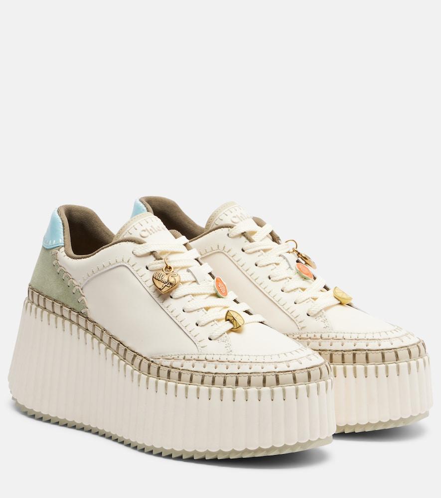 chloé nama leather platform sneakers