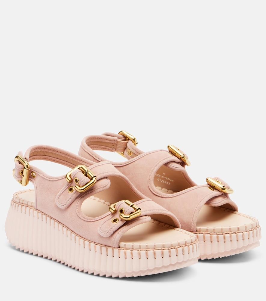 chloé nama suede platform sandals