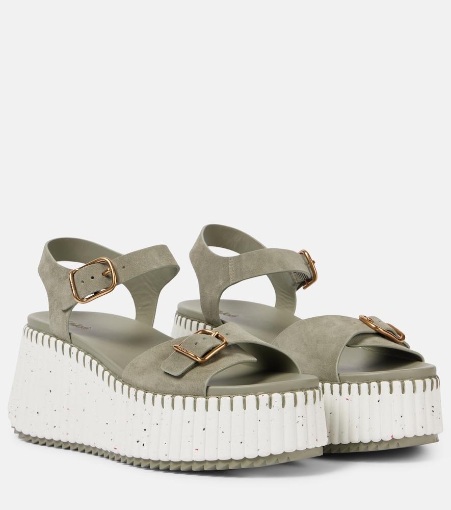 chloé nama suede platform sandals