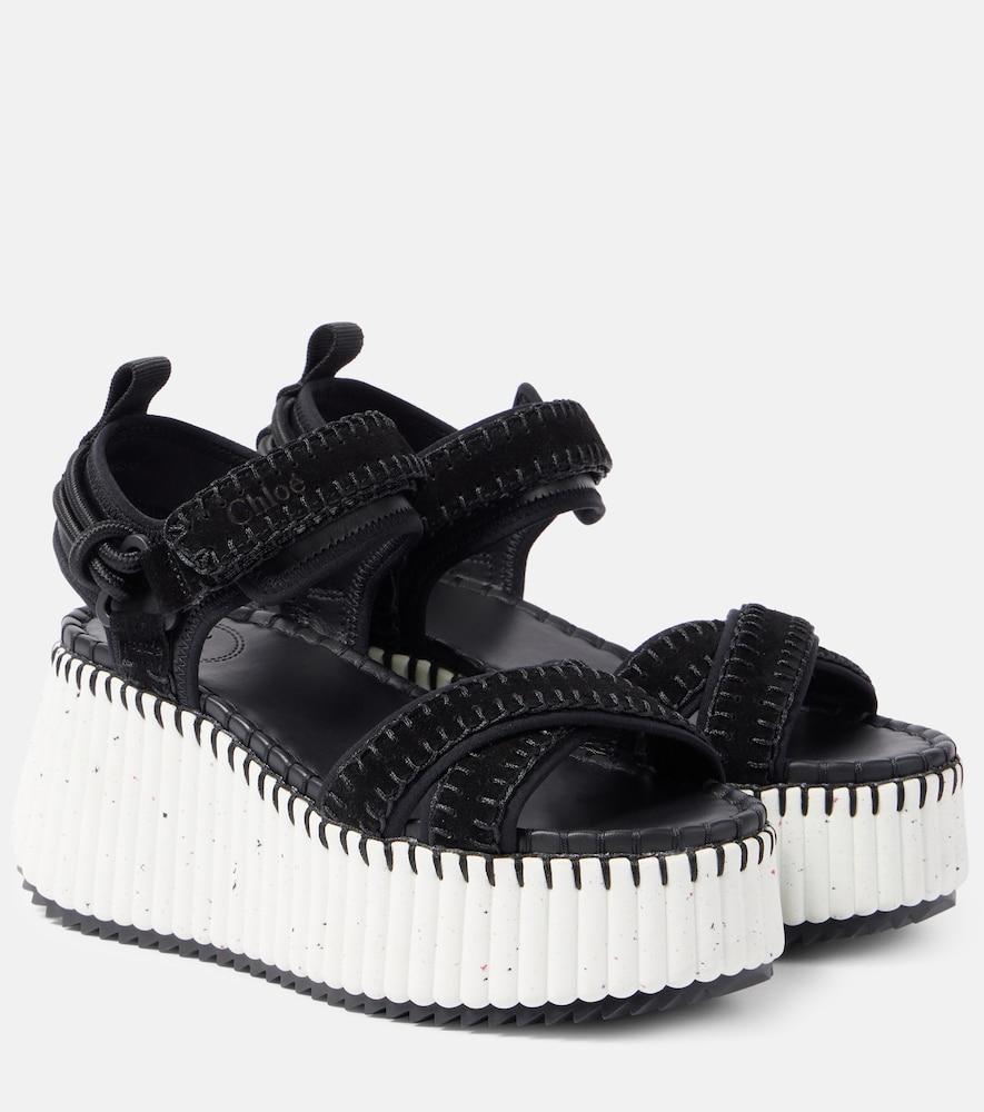 chloé nama suede platform sandals