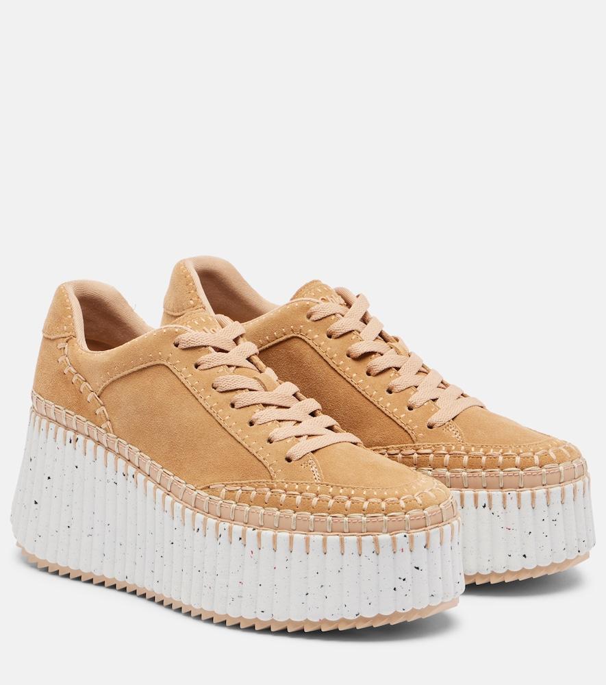 chloé nama suede platform sneakers