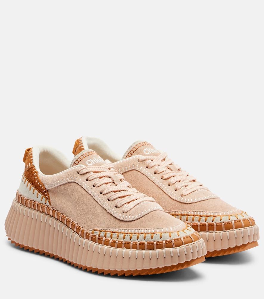 chloé nama suede platform sneakers