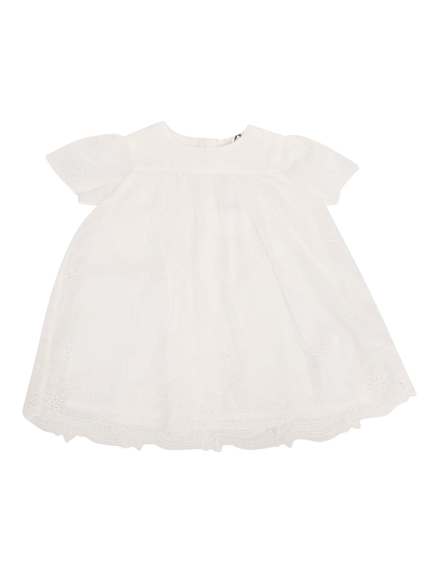 chloé off-white short-sleeved dress and culotte set