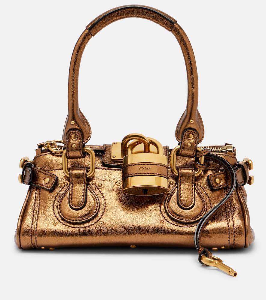 chloé paddington metallic leather shoulder bag