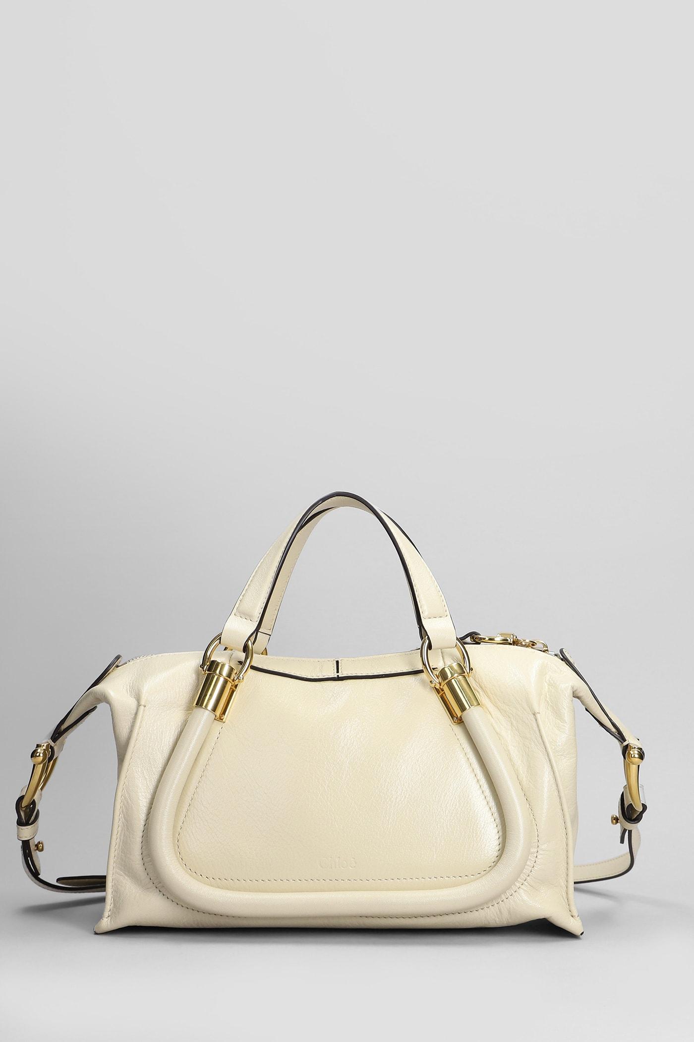 chloé party 24 shoulder bag in beige leather