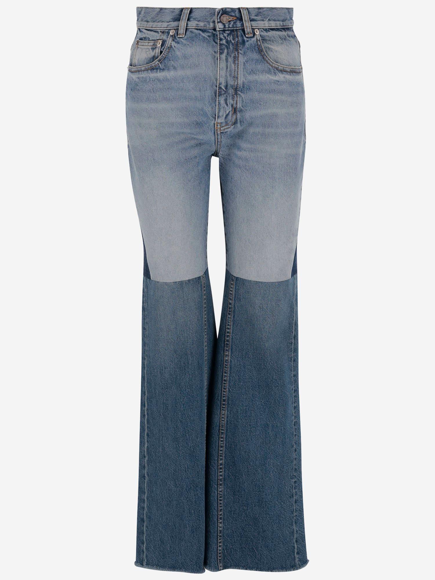 chloé patchwork cotton denim jeans