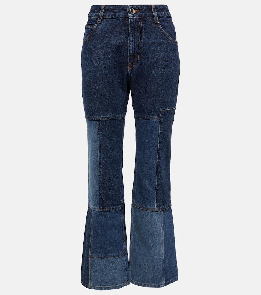 chloé patchwork cropped flared jeans