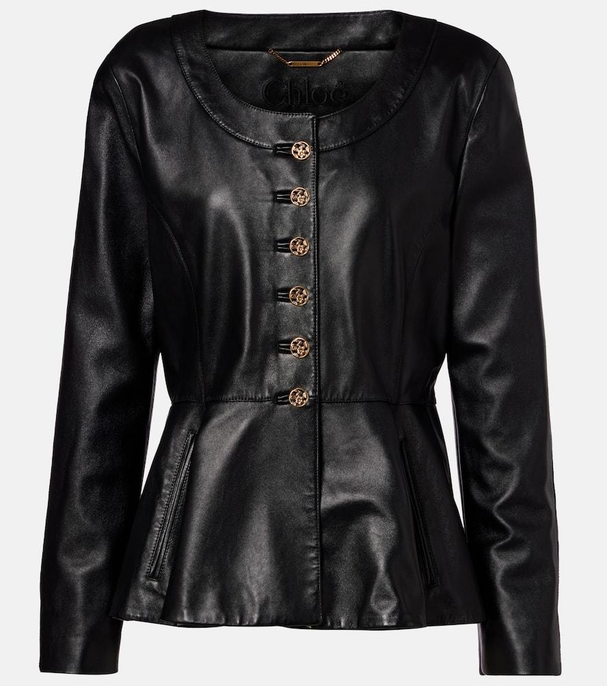 chloé peplum leather jacket