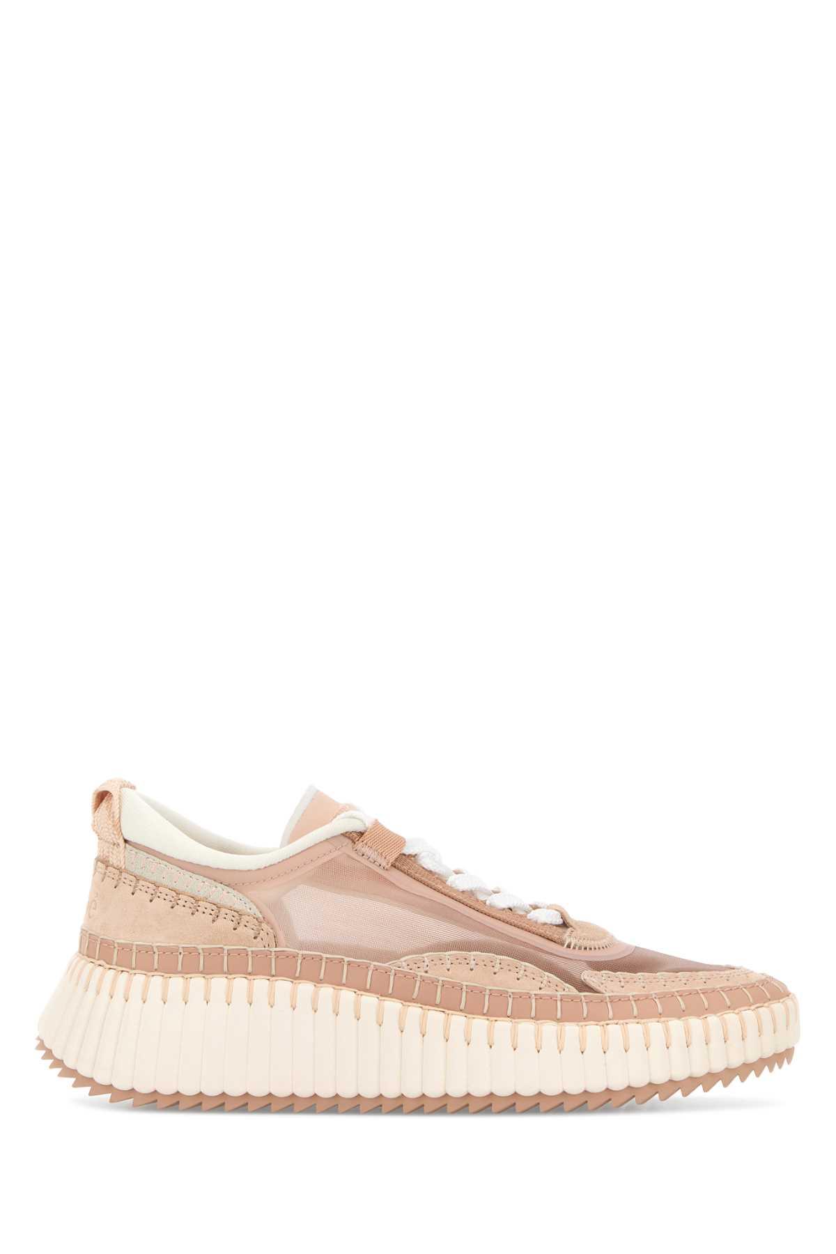 chloé pink fabric nama sneakers
