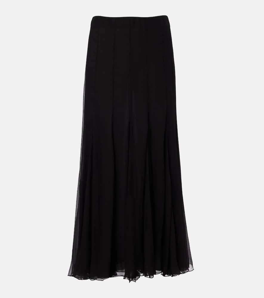 chloé pleated silk muslin maxi skirt