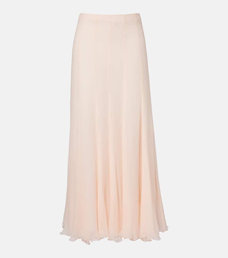 chloé pleated silk muslin maxi skirt