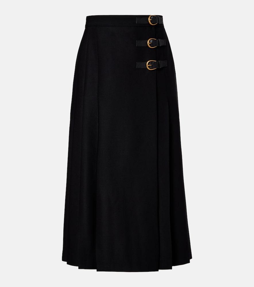 chloé pleated virgin wool midi skirt