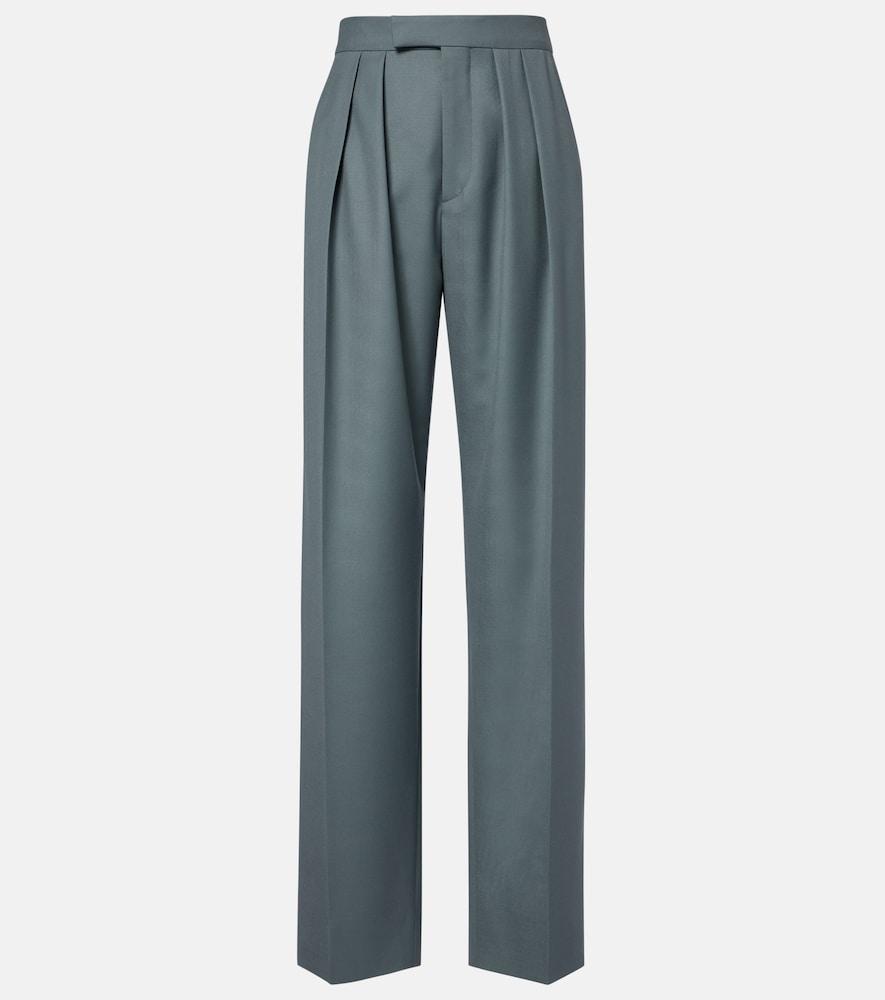 chloé pleated virgin wool straight pants