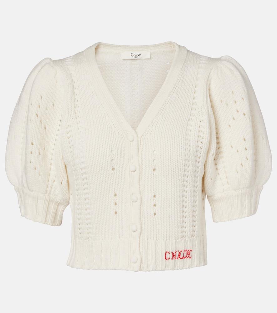chloé pointelle wool and cashmere cardigan