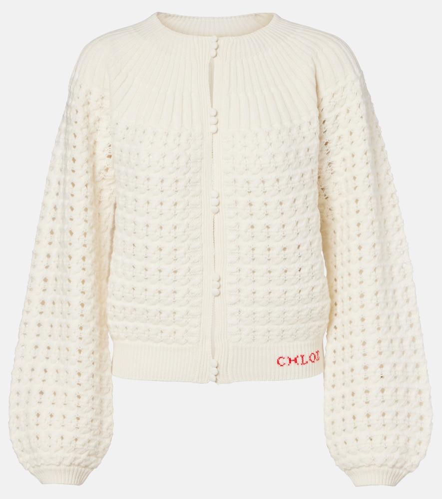 chloé pointelle wool and cashmere cardigan