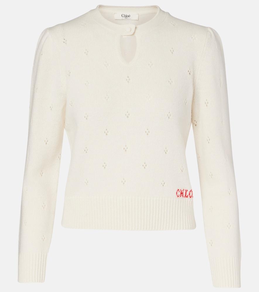 chloé pointelle wool and cashmere sweater