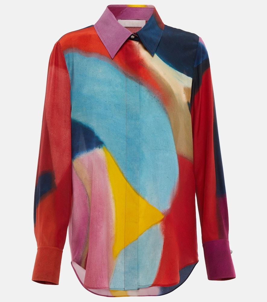 chloé printed silk crêpe de chine shirt