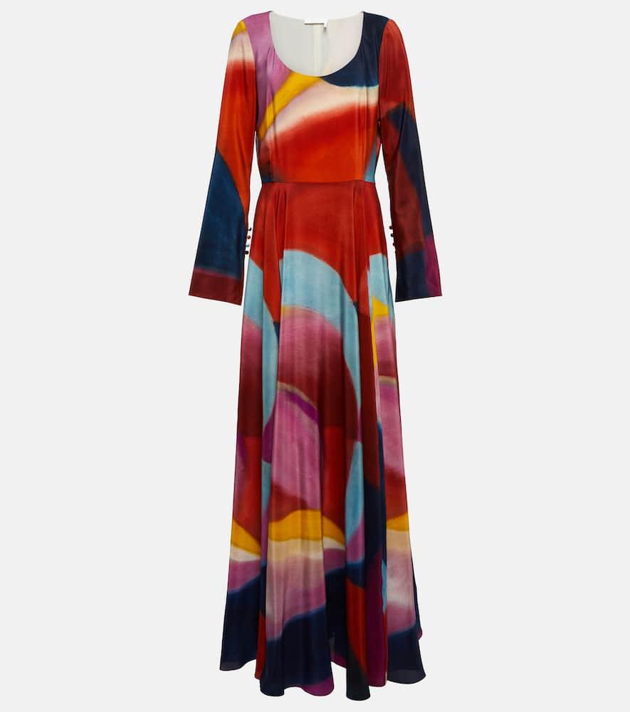 chloé printed silk maxi dress