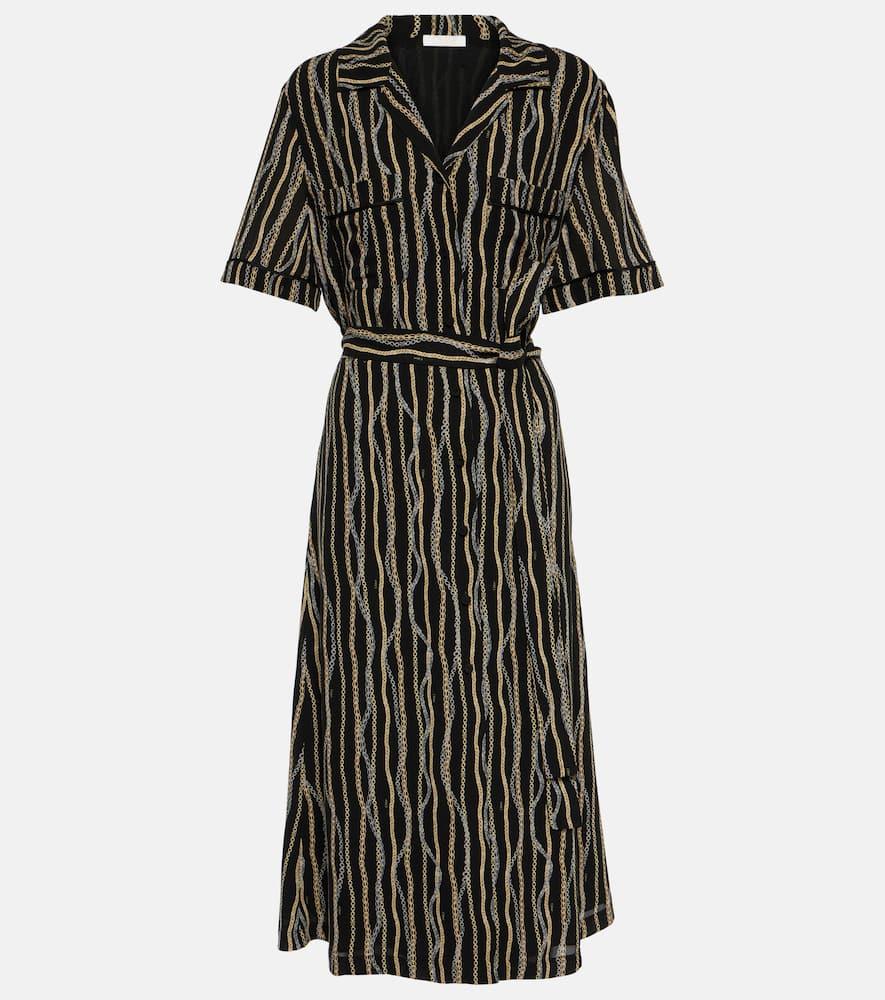 chloé printed silk sablé shirt dress