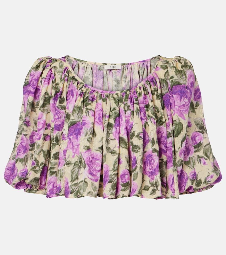 chloé printed silk top