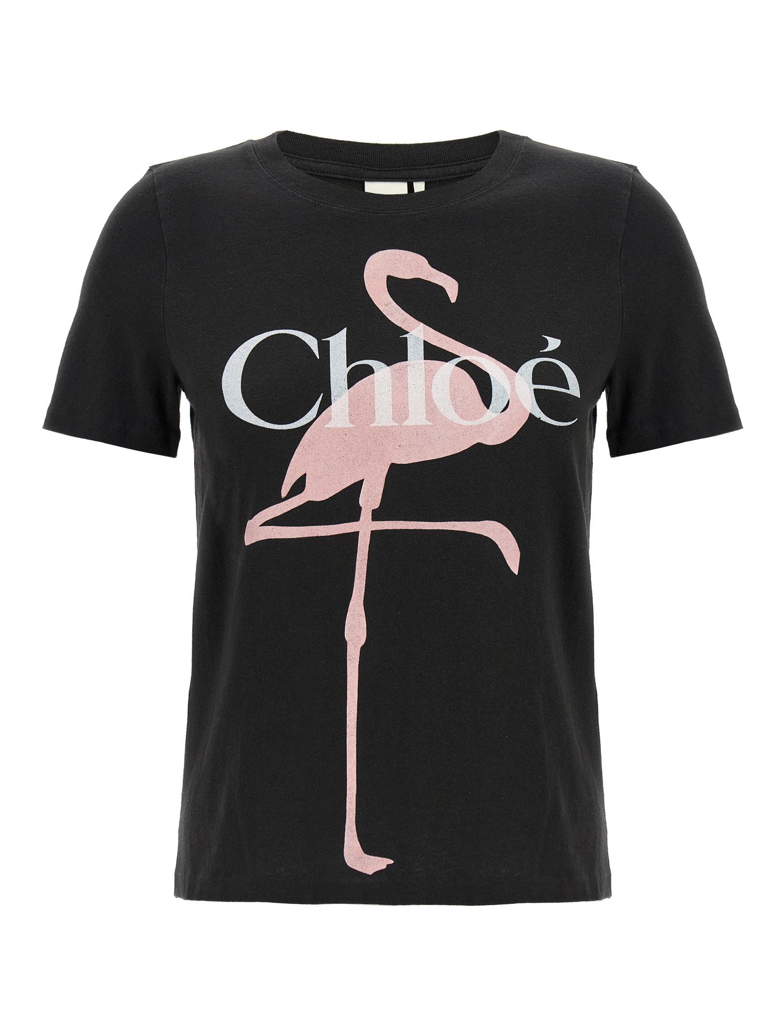 chloé printed t-shirt black cotton - women
