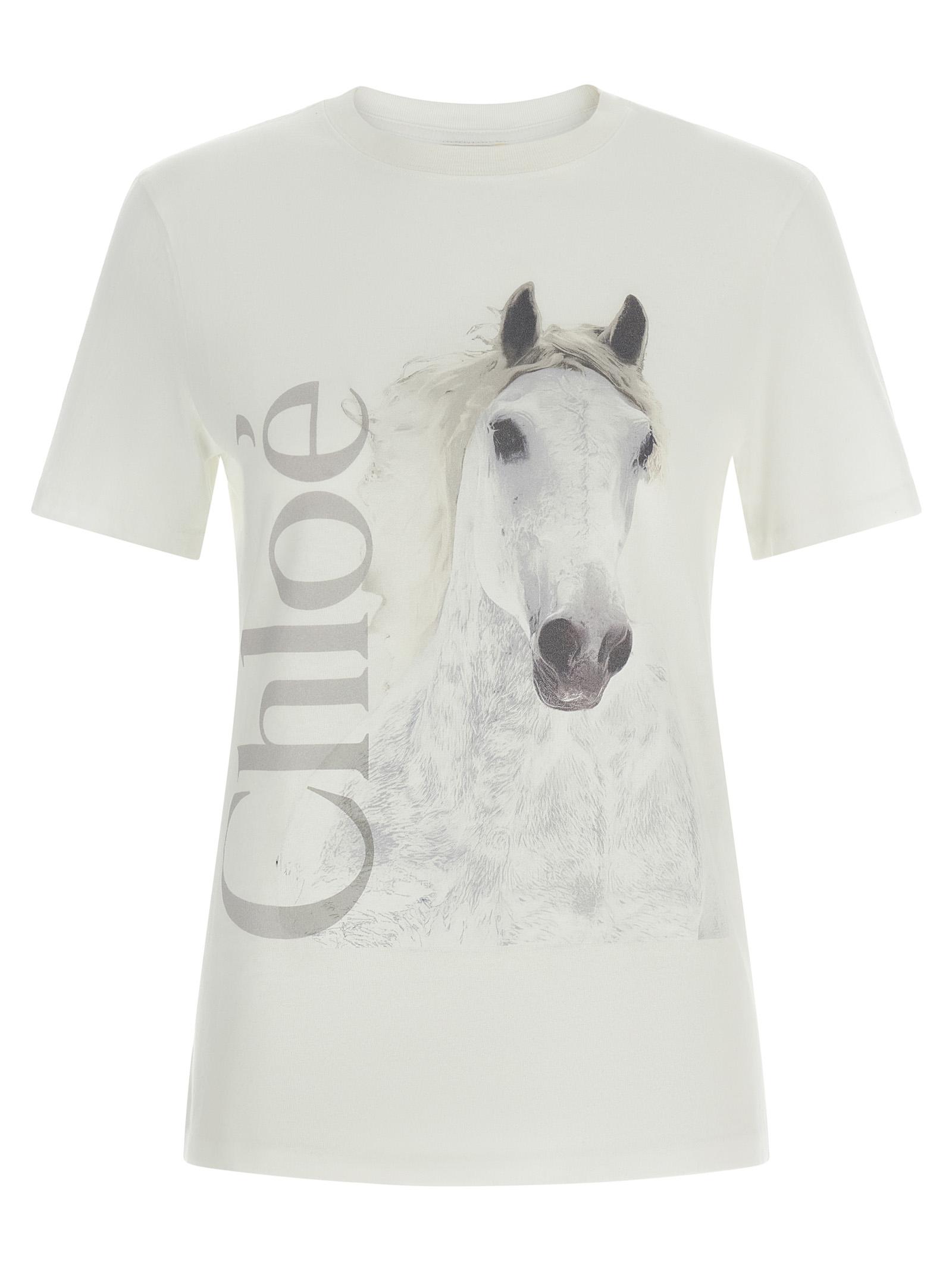 chloé printed t-shirt white cotton - women