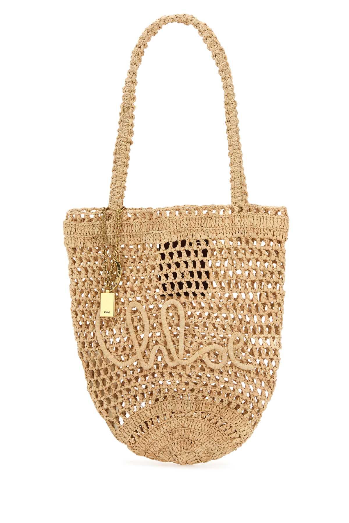 chloé raffia small summer banana shopping bag