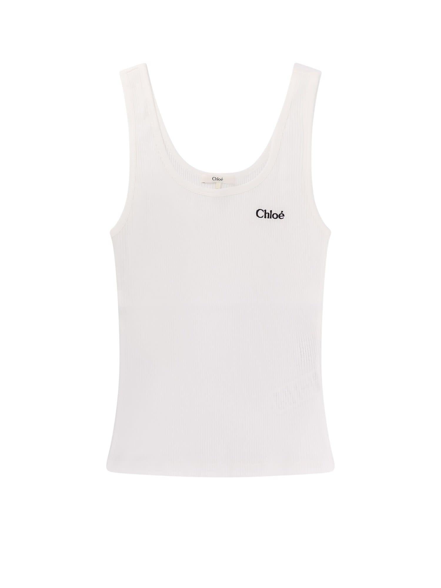 chloé ribbed cotton tank top