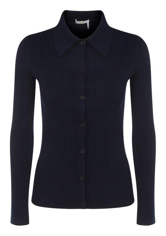 chloé ribbed-knit long sleeved top
