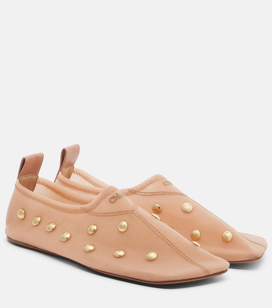 chloé rita studded mesh flats