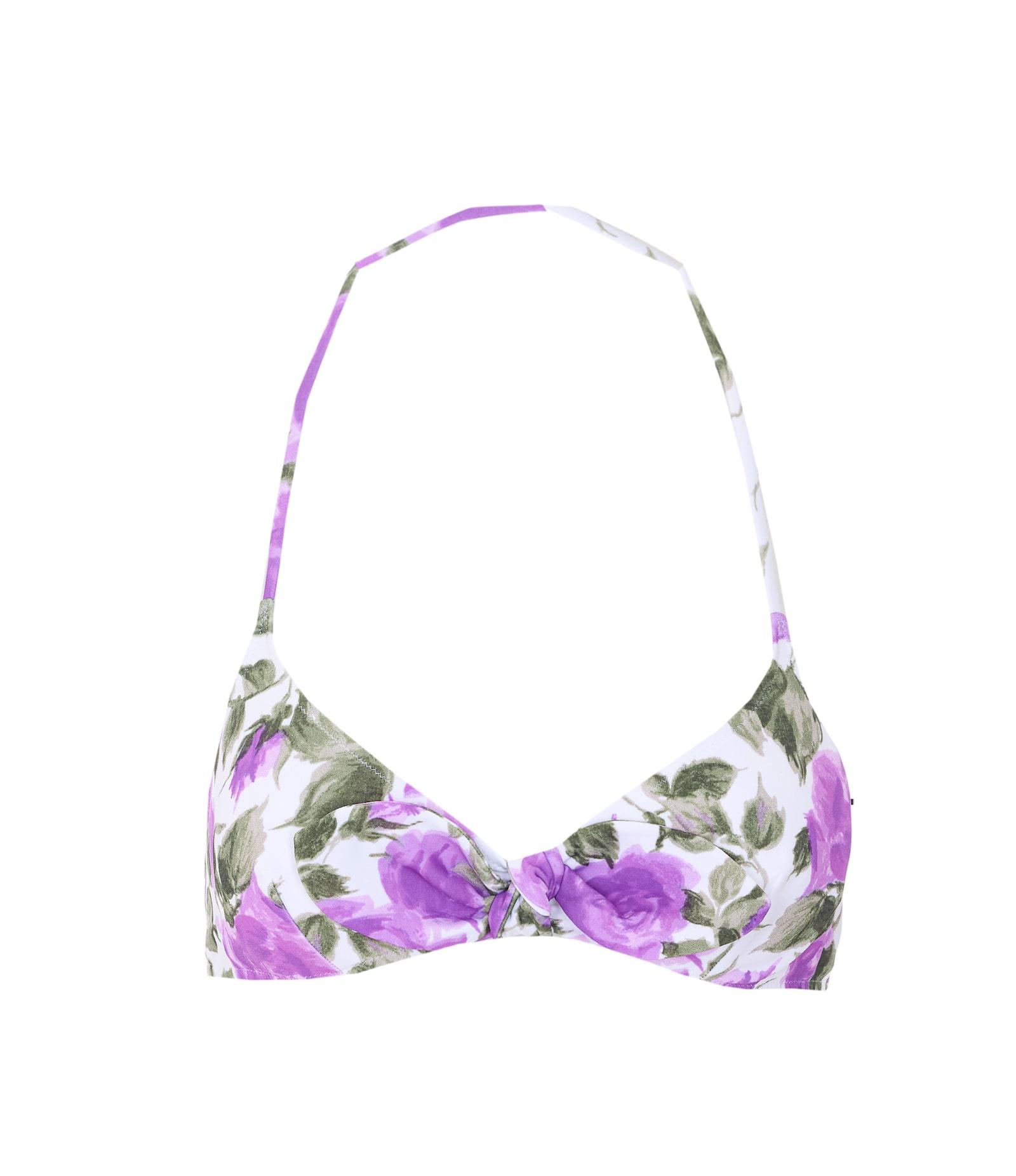 chloé rose-print top bikini