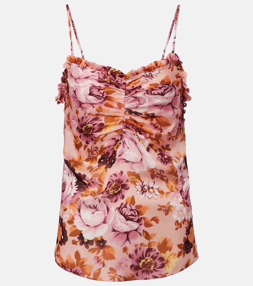 chloé ruched floral silk camisole
