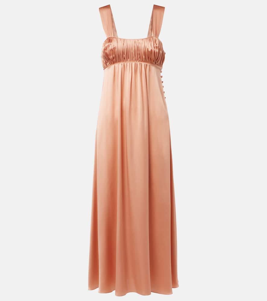 chloé ruched silk satin maxi dress