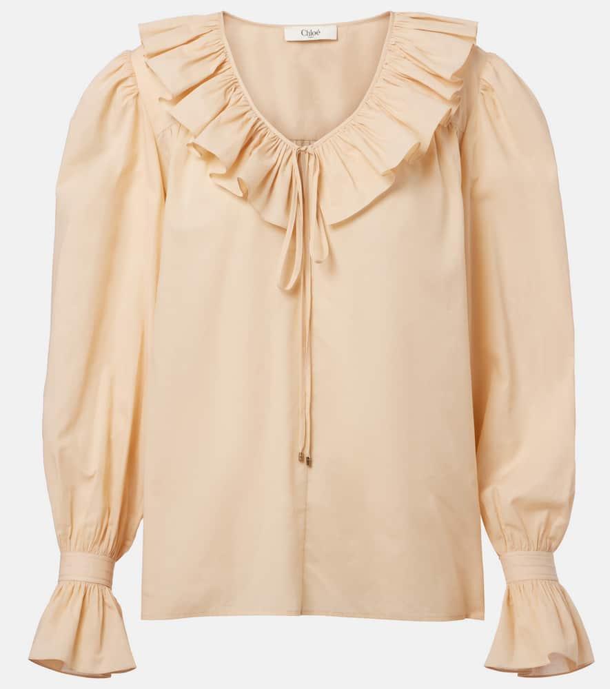 chloé ruffled cotton voile blouse