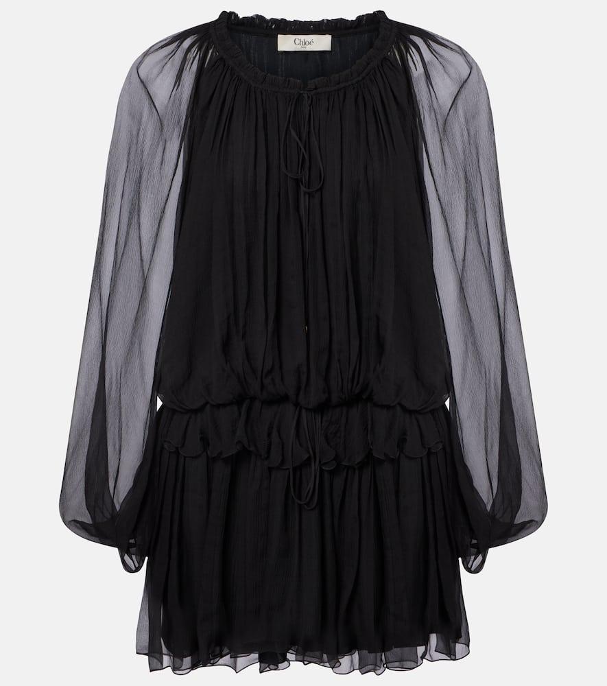 chloé ruffled draped silk minidress
