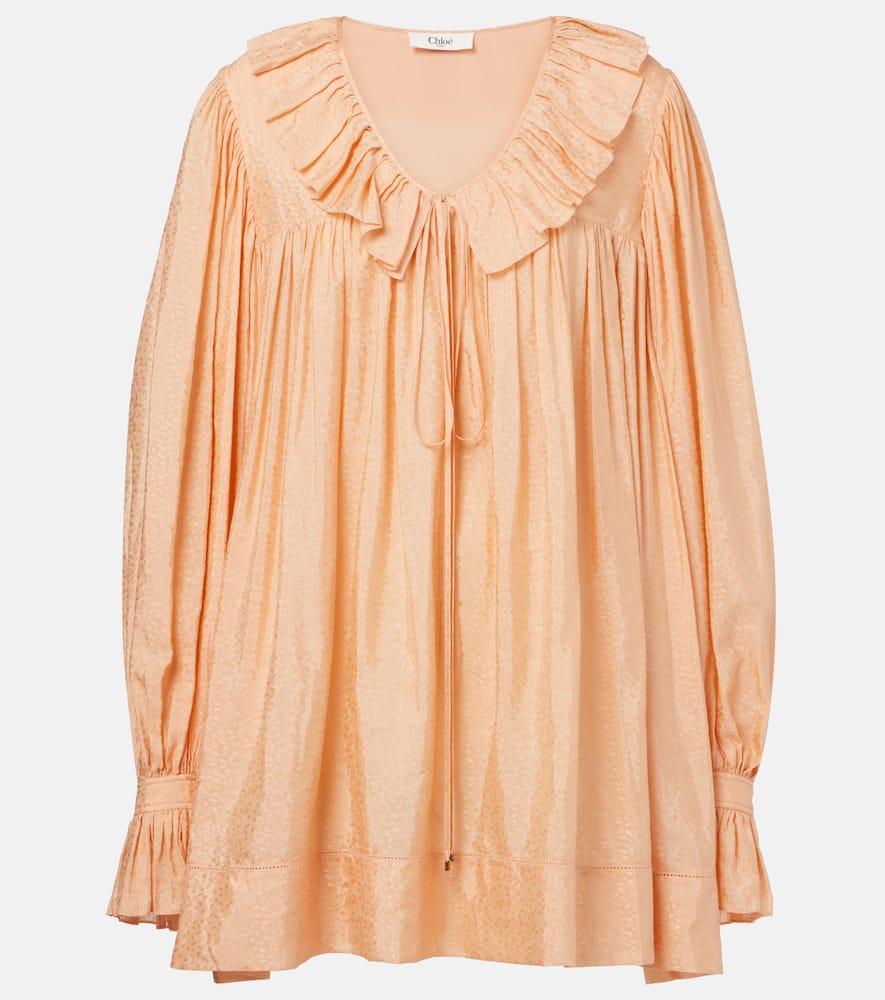 chloé ruffled jacquard minidress