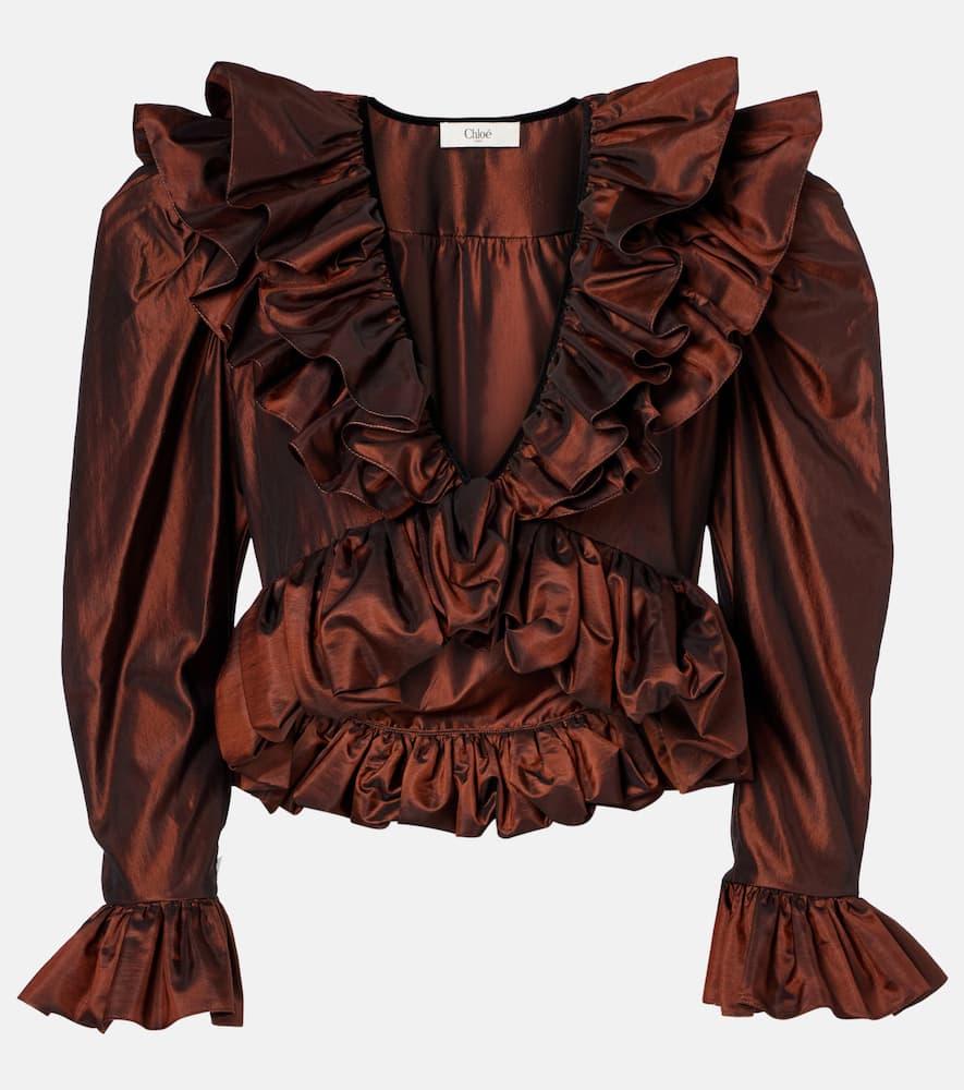 chloé ruffled silk crop top