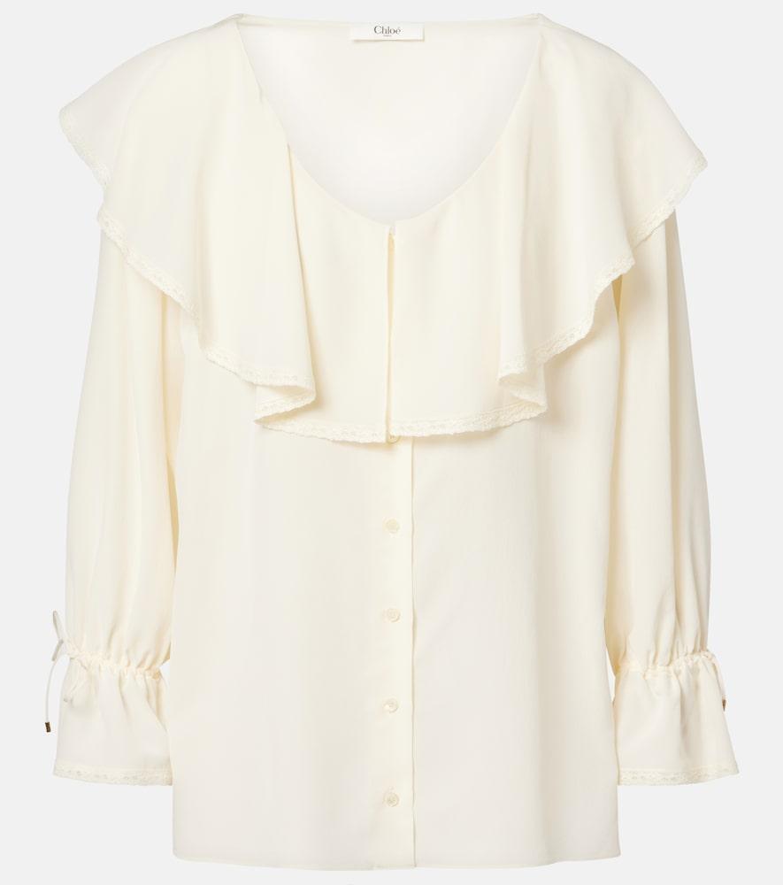 chloé ruffled silk georgette blouse