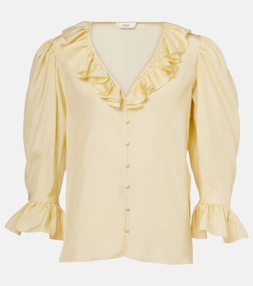 chloé ruffled silk habutai blouse