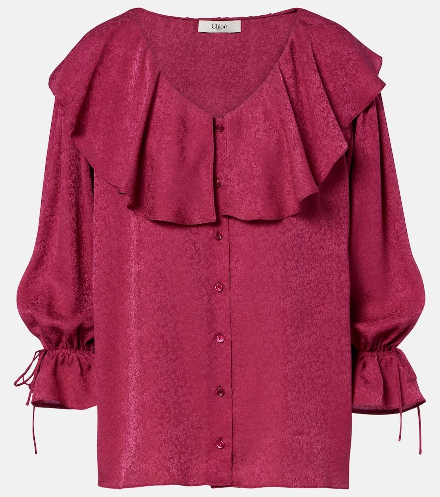 chloé ruffled silk jacquard blouse