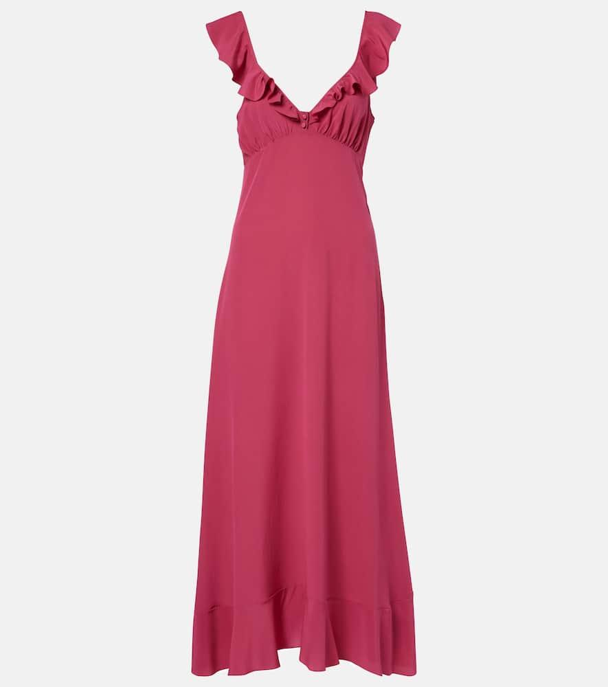 chloé ruffled silk midi dress