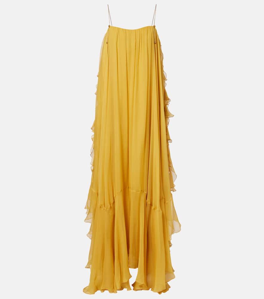 chloé ruffled silk muslin gown