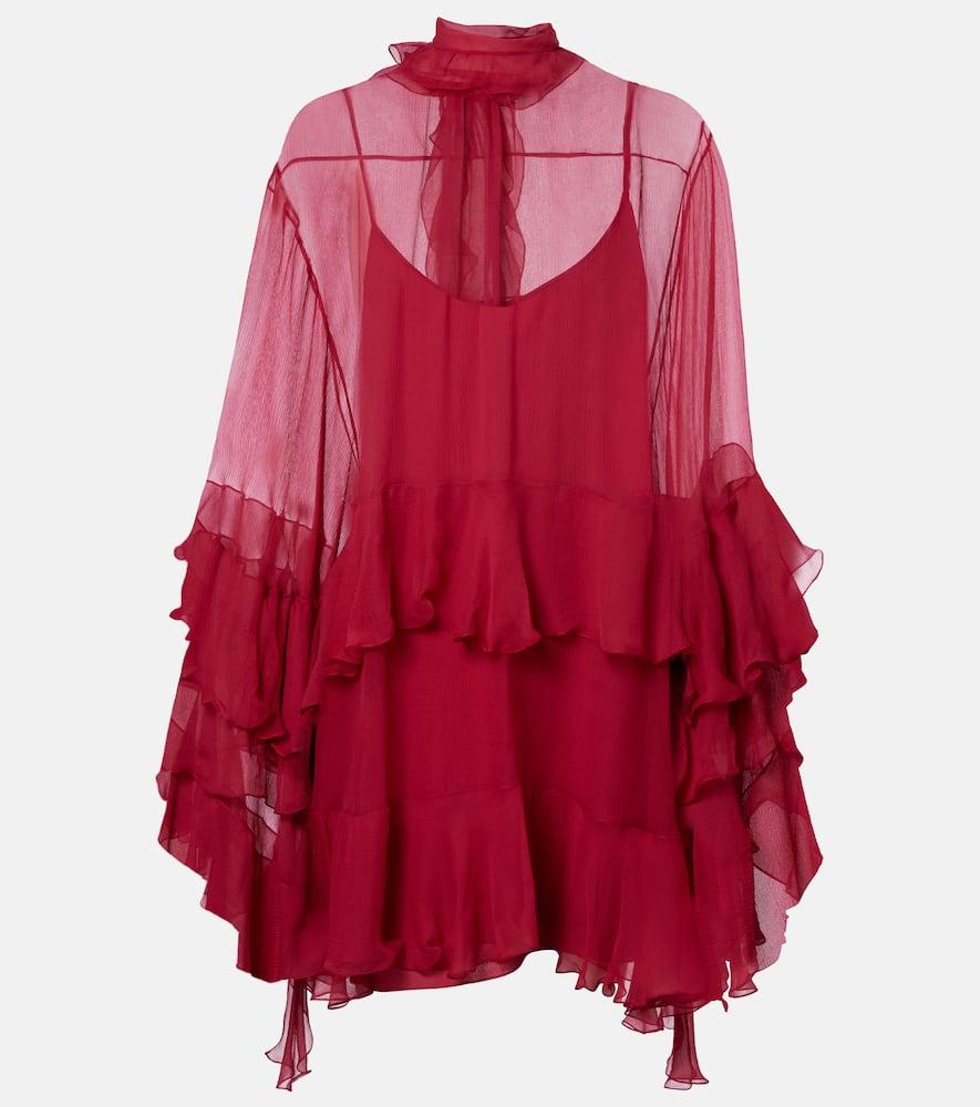 chloé ruffled silk muslin minidress