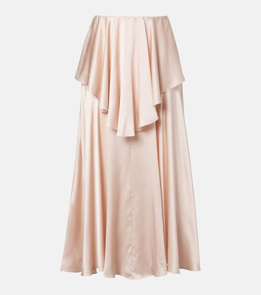 chloé ruffled silk satin skirt