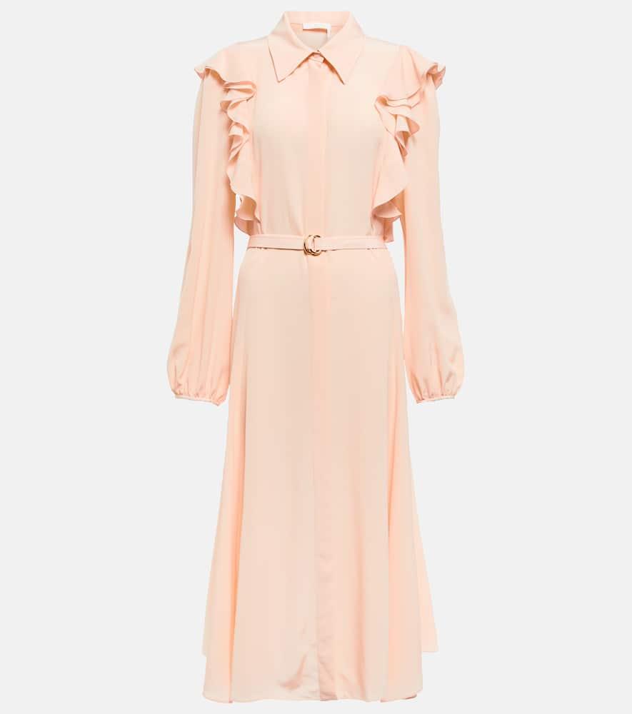 chloé ruffled silk shirt dress